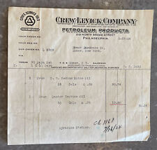 Original 1924 Crew Levick Petroleum Products Company Receipt Motor Oil ++ picture