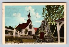Tadoussac Quebec-Canada, Old Indian Church, Memorial Cairn Vintage Postcard picture