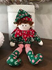 Handmade Christmas ELF Doll Shelf Sitter Red & Green Cloth 13 Inch picture