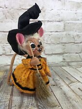 Annalee Halloween 6 in Sider Witch Mouse Doll With Broom Orange Dress New Tag picture