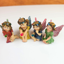 Transpac Mini Fairy Figurines 4 Pack 2 inch Tall Resin Fairies Holding Gems New picture