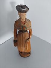 ANTON FISCHER HAND CARVED WOOD FIGURINE- victorian woman with purse picture