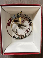 Merry Christmas Alaska Brass Christmas Ornament Eagle  picture