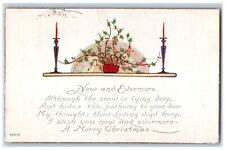 1924 Merry Christmas Holly Berries Candle Brownsville Oregon OR Antique Postcard picture