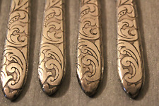 Vintage Lot of 6 1847 Rogers Bros Embossed Fruit Knives Silverplate Arabesque picture