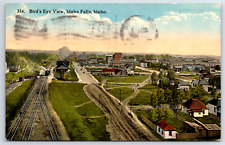 Bird's Eye View Idaho Falls Idaho Id Railroad Station Vintage Postcard picture