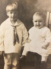 1910s RPPC - OREGON CITY, OR antique real photograph postcard ADORABLE SIBLINGS picture
