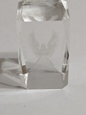 Angel Laser Etched Glass Paperweight.  3D. Clear. 3 Inches. Vintage.  picture