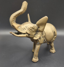VTG Solid Brass Lucky Elephant Figurine Trunk Up Small Vintage picture
