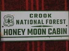 VINTAGE CROOK NATIONAL FOREST SERVICE MOTEL CABIN 1951 PORCELAIN SIGN 9