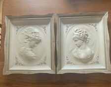 Vintage Turner Wall Art East West Wind Lady Goddess Cameo 3D Pair picture