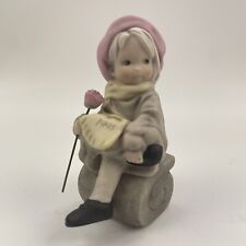 NBM Figurine Girl With Flower Alaska Momma Ceramic 1998 4 Inches Vintage 90s picture