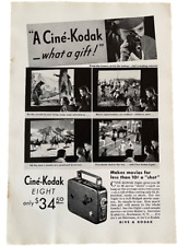 1934 Cine'-Kodak Eight Movie Camera Vintage Print Ad - Ephemera Full Page B&W picture
