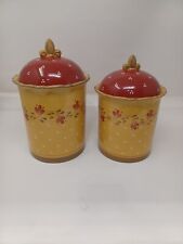 2003 Demdaco Birnvenuel Lg. Canister & Lid Set Of 2 Hand-painted picture