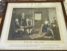 Antique Birth Of Our Nation’s Flag Lithograph Print 1911 picture
