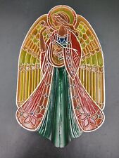 Vintage 1979 Hallmark Christmas Tree Topper Angel Acrylic Plastic Stained Glass picture