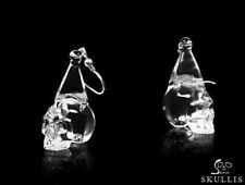 Clear Quartz Rock Crystal Carved Crystal Skull Earrings picture
