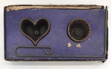 VINTAGE ROSETTE PATTY IRONS BY ALFRED ANDRESEN.HEART SHAPED.ORIGINAL BOX. picture