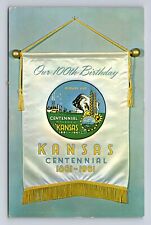 KS-Kansas, Official Kansas Centennial Seal, Greetings, Antique Vintage Postcard picture