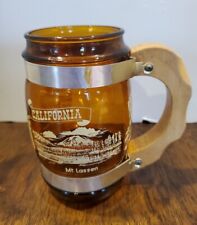 Vintage 60's  Siesta Ware CALIFORNIA Amber Glass Mug Wooden Handle Stein picture