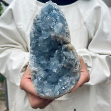 3.4lb Large Natural Blue Celestite Crystal Geode Quartz Cluster Mineral Specime picture