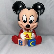 Vtg 1984 WALT DISNEY CO Shelcore MICKEY MOUSE Squeaky Rubber Toy Doll ABC Blocks picture