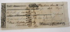 Antique 1846 Bank Check Receipt Boston Parchment Graphic Ships Horn of Plenty picture