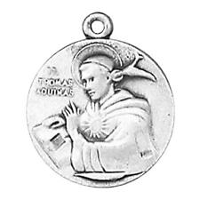 St Thomas Aquinas Medal Size .75 in Dia with 18 in Chain Religious Saint Medal picture