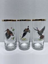 Vintage Ned Smith Wild Birds Highball Glasses Set of 3 6.25” picture