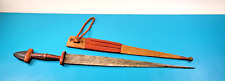 Antique African Congolese Tubu Arm Dagger Long Knife + Scabbard Snakeskin picture
