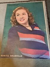 BONITA GRANVILLE original color portrait SUNDAY NEWS 11/24/46 NANCY DREW RARE picture