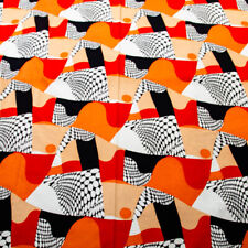 Mid Century Modern Fabric Orange Black White Abstract Japanese TOA Tag Japan Mcm picture