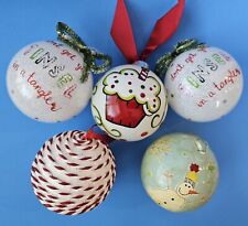 Lot Of 5 Christmas Ornaments Glass, Styrofoam, Shellac Ball Ornaments 4 1/2