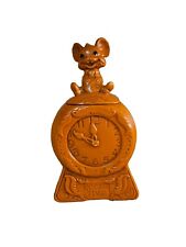 Vintage McCoy Pottery Cookie Time  Cookie Jar Mouse Smiling on Clock Collectible picture