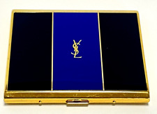 Vintage YVES SAINT LAURENT  YSL Logo Cigarette Case card case Black blue (K24) picture