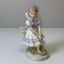 Lefton Porcelain - Japanese Hand Painted Flowers Tree Stump Girl Figurine KW225 picture