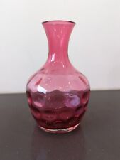 = Vintage Cranberry Glass Thumbprint Coin Dot Barber Water Carafe Decanter Vase picture