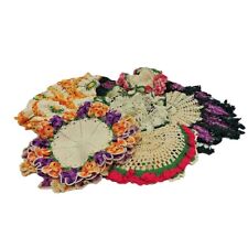 Large Crochet Doily Lot of 15 Purple Green Pink Orange  9.5” to 28” Wide Vintage picture