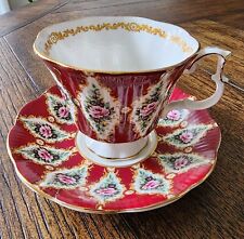 Vintage Royal Albert Royal Series Holyrood Pattern Cup & Saucer Burgundy Red picture