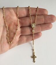  18K Yellow Gold Over 925 Silver Italian Rosary Necklace 3mm-24