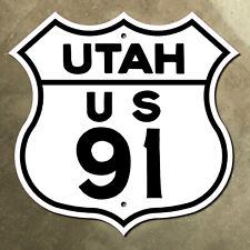 Utah US highway 91 route shield Brigham City Logan 1948 road sign 16x16 picture