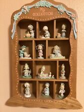 Vtg. Precious Moments Wood Display/Curio Cabinet Enesco , 12 Figurines picture