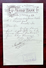 1896 THE MURRAY BANK IOWA IA + CRESTON NAT BANK IA CORRESPONDENCE DOCUMENT FP53 picture