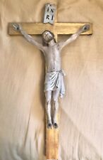 EXQUISITE  FRENCH 18TH C. CRUCIFIX CA. 1780 ORIGINAL POLYCHROMING CARVED WOOD picture