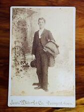 Late 1800’s Cabinet Card Photograph Young Man Jarvis White Art Co Davenport Iowa picture