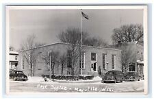 Postcard Post Office, Mayville, Wisconsin winter scene snow RPPC H5 picture