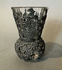 Vintage Antique Victorian Toothpick Vase with Ornate Silver Plate Overlay picture