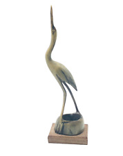 Horn Carved Vintage Heron Crane Bird Statue Sculpture  8” Tall picture