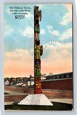 Seattle WA-Washington, Tilikum Totem, Stewart And West, Vintage c1916 Postcard picture