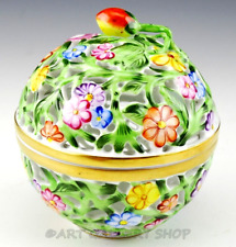 Herend Hungary 6213 HANDPAINTED POTPOURRI PIERCED OPENWORK BALL BONBONNIERE Mint picture